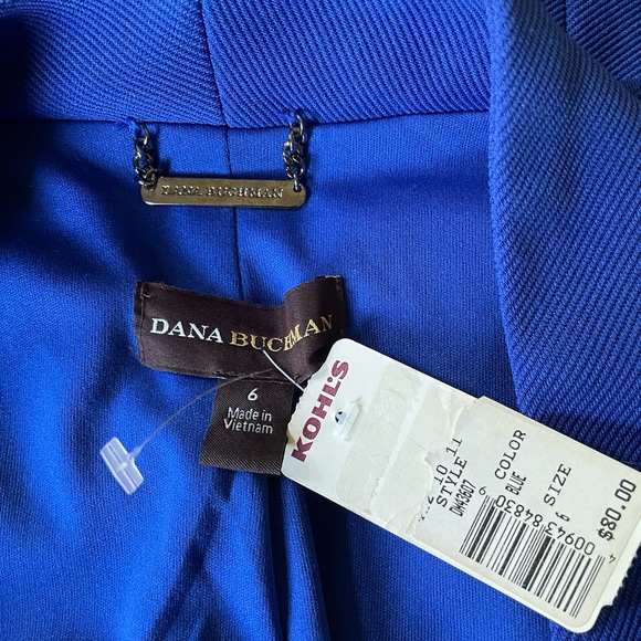 NWT Dana Buchman Electric Blue Blazer Jacket ~ Zippered Pockets ~ 6 - Picture 6 of 8